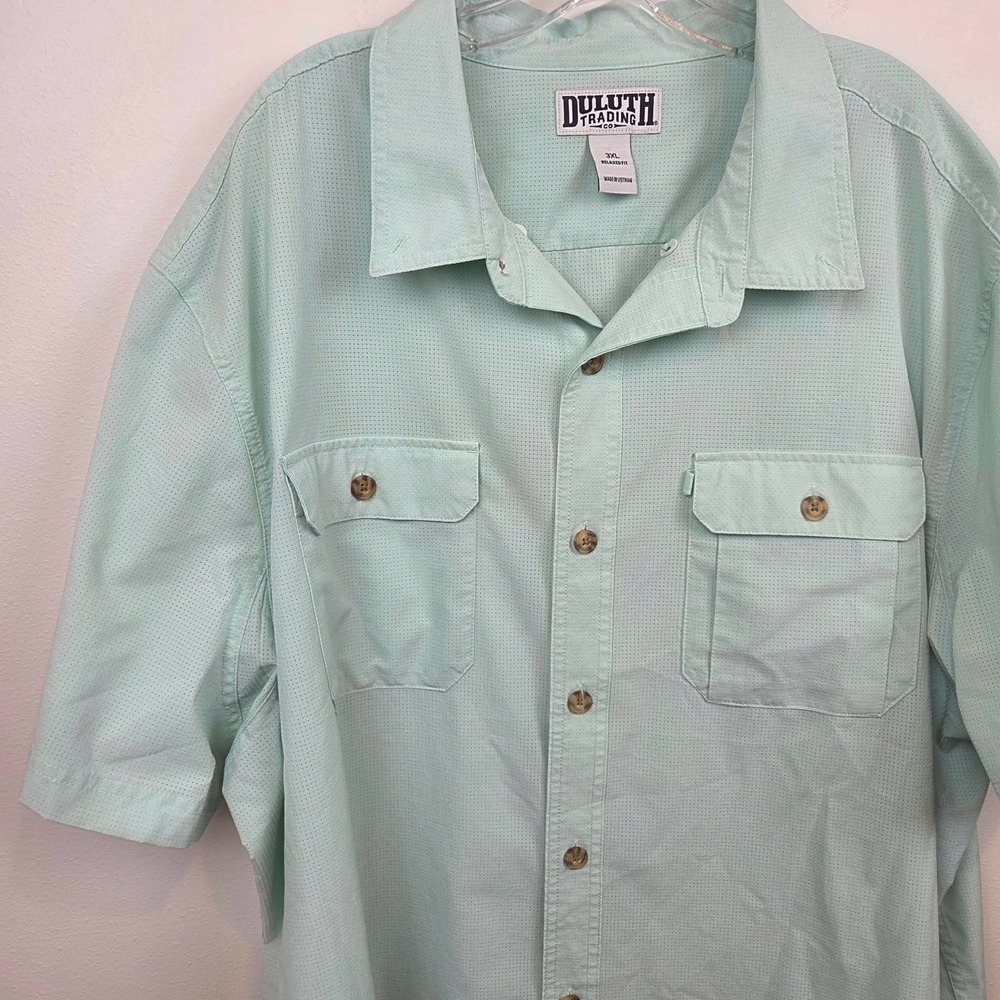Duluth Trading Co Men 3XL Relaxed Fit Mint Breezeshooter Shirt Short Sleeve